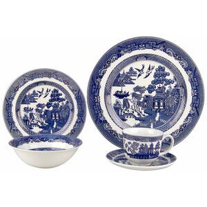 Victorian Style Johnson Brothers Blue Willow 5 Piece Place Set NIB